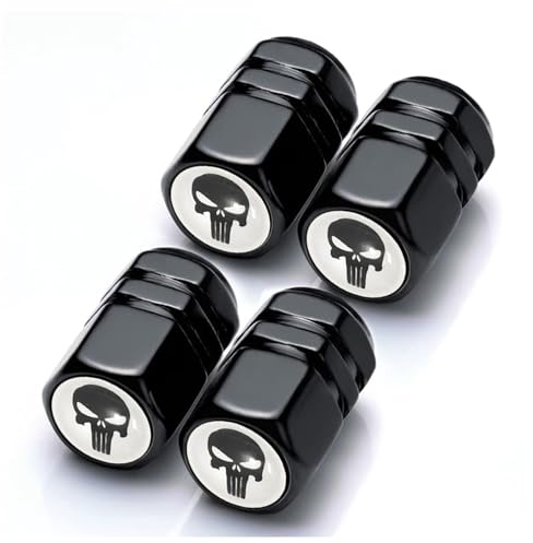 Misuyue Ventilkappen Auto, Ventilkappen Fahrrad, Autoventil Aluminium Kappen, Reifenventilkappen für Autos LKWs Motorräder Geländewagen und Fahrräder, Autozubehör, 4 STK./Packung (schwarz)