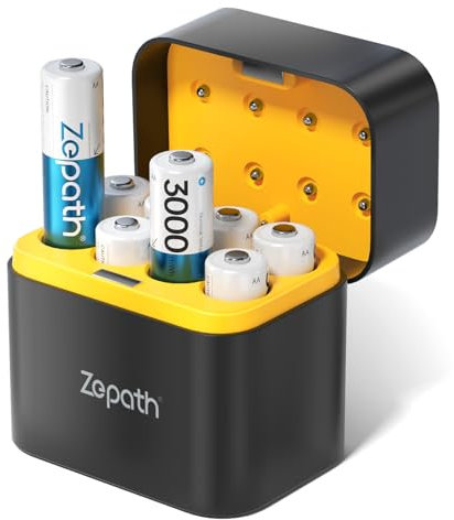 Zepath Lithium Batteries aa 8 Pack with Fast Charger, 3000mWh High Capacity Rechargeable aa Batteries Lithium 1.5V Constant Volt Double a Batteries 1600+ Cycles (8Slot Charger+8Pack-3000mWh)