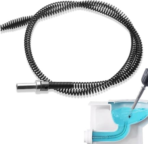 UOCAI Spirale per la pulizia dei tubi, Ø 10 mm x 1 m, pulitore a spirale, con attacco per trapano, universale, per la pulizia dei tubi a spirale, con adattatori elettrici per WC