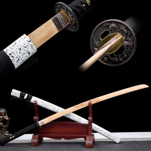 HJHUUA Spade da Samurai Giapponesi in bambù da 103 cm,Katana in Legno da Allenamento con paramano in Ferro,bokken Fatto a Mano per Pratica di Kendo,Esposizione,Cosplay,Oggetti di Scena,Regali