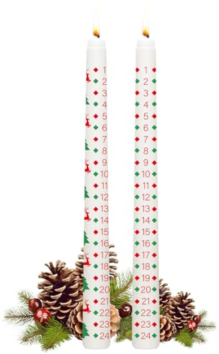 2 velas de Navidad con calendario de Adviento, velas de calendario de 24 Navidad, artículo de regalo hecho a mano, Velas del calendario de llegada,la mejor opción para regalos de vacaciones (Blanco)