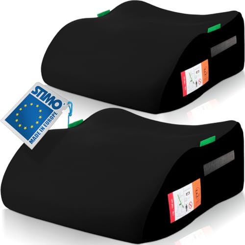 2er Set Kindersitzerhöhung ergonomisch Kinder 135-150 cm Sitzerhöhung Auto Sitz ECE R129 Bezug waschbar (Schwarz)