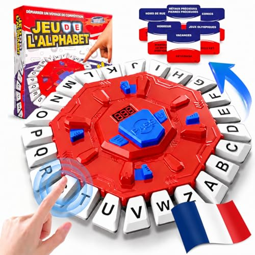 Sonnenspark Française Jeu de Mots, Jeu de Société en Mode Double avec Minuterie, Jeux Societe avec Roue de Lettres, Compteur Numérique & 35 Cartes, Portable & Durable pour Fêtes & Voyages