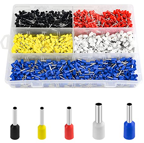 WMYCONGCONG 1800 Stück Aderendhülsen-Anschlussklemmen-Kit, Aderendhülsen-Crimpstift-Anschluss, isoliertes Kabelstift-Endklemmen-Sortiment-Kit 14 16 18 20 22 AWG