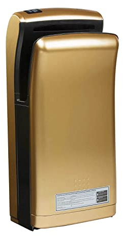 Physa BARI GOLD Händetrockner Touch-Free-Betrieb (elektrisch, 5s, LED-Display, 1.200W, 230V, Luftgeschwindigkeit: 90 m/s, 32.000 U/min, IPX4, inkl. Montagezubehör) Gold