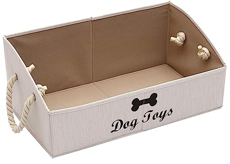 Morezi Boîte à jouets pour animaux de compagnie en toile, très appropriée pour organiser des jouets pour chiens et des fournitures pour animaux de compagnie–Blanc