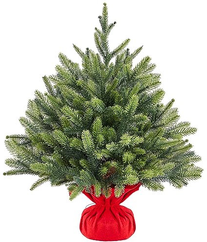 Yaheetech 2ft/61cm Mini Artificial Christmas Tree, Tabletop Xmas Tree with Cement Base Holiday Decoration Green-1 Pack