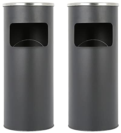 HUOLE 30L Standaschenbecher Aschenbecher mit Mülleimer inkl. Inneneimer | Standaschenbecher für draußen Mülleimer mit Aschenbecher Abfalleimer mit Inneneimer (2, Schwarz)