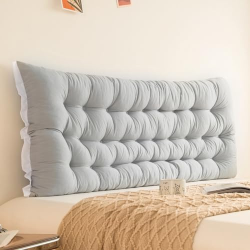GeRRiT, Cuscino per testiera di grandi dimensioni, lungo, offre supporto per la lettura e supporto lombare, per letto da una piazza e mezzo, matrimoniale e king size (grigio chiaro, 120 cm)