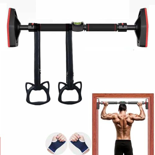 Barre De Tractions,Barre De Traction sans Fixation,Barre Traction Porte,Barre de traction réglable de 96 à 136 cm jusqu'à 200 kg avec dispositif de mise à niveau et corde de guidage pour musculation