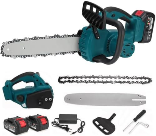 Motosega a Batteria per Potatura, Sega Elettrica Per Legno, Potatore 12 Pollici con 2 Batterie 48V, con Serbatoio Olio Automatico, Velocita Motore 3500 giri/minuto, Motosega per Giardinaggio.