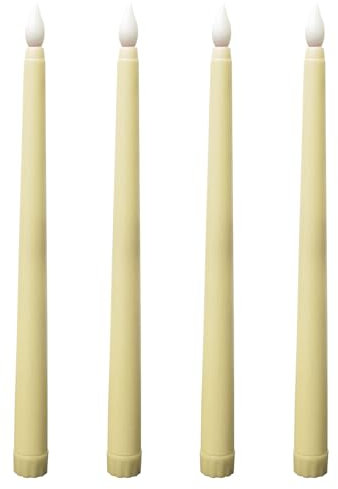 Velas LED de varilla, 4 unidades, sin llama, velas LED a pilas, para regalo del día de la madre, fiestas, bodas, decoraciones de iglesia, beige