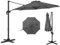 COSTWAY 3M/3.3M Garden Cantilever Parasol, Outdoor Offset Banana Hanging Umbrella with 5 Adjustable Tilt, 360° Rotation and Cross-shaped Base, 8-Rib Sun Shade Canopy (Grey, 3M)