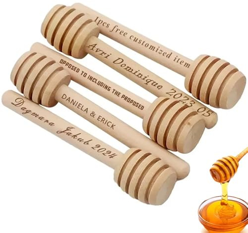 miguha Bastoncini for Miele in Legno Personalizzati, Cucchiaio in Legno for Miele, Nome Personalizzato, Data, Regali for Feste di Nozze, Utensili da Dessert, cucchiai in Legno Ape(30pcs,10cm)