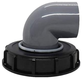 Hbbgdiy Tapa de Barril de tonelada, Cubierta de plástico de Barril de tonelada, 163 mm, 90 Grados, Agua de Lluvia, Tapa de Tanque IBC, Accesorios de de Filtro, Negro