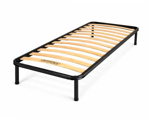 PALUPLUS Rete Ortopedica per Letto Singolo, Struttura in Metallo con Doghe in Legno, Piedini Smontabili con Gommini Antiscivolo, Portata 100 kg, Made in Italy -F -17 (80x190 cm)