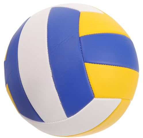 DEARMAMY Ballon de Volley-Ball Souple 5 Officiel 1,6 Mm Blanc Bleu Jaune, Ballon D'entraînement pour Volley-Ball en Salle, Équipement Sportif pour Examen D'entrée, Balle Polyvalente Solide
