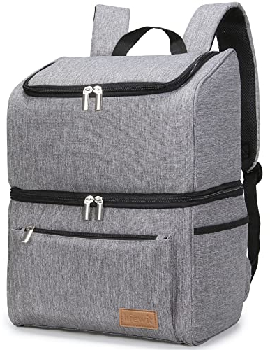 Lifewit Mochila Nevera 24L (30 Latas), Mochila Termica Isotermica Grande, Nevera Portatil Porta Alimentos Doble impermeabilidad, Cooler Bag para Picnic/Playa/Barbacoa/Camping/Trabajo/Viajes, Gris