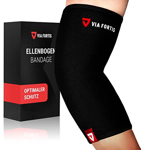 VIA FORTIS® Elbow Bandage - supporta l'articolazione del gomito e i muscoli (unisex) - per tendiniti - artriti - come bendaggio del gomito del tennista - gomito da golf (M)