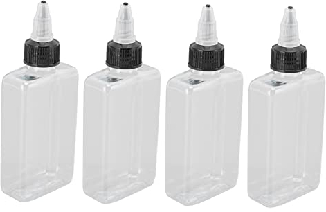 Botellas para Exprimir Condimentos, 4 Piezas PET 100ml Botellas para Condimentos de Gran Capacidad Dispensador de Aceite de Oliva Duradero a Prueba de Fugas para Decoración de Galletas de Glaseado