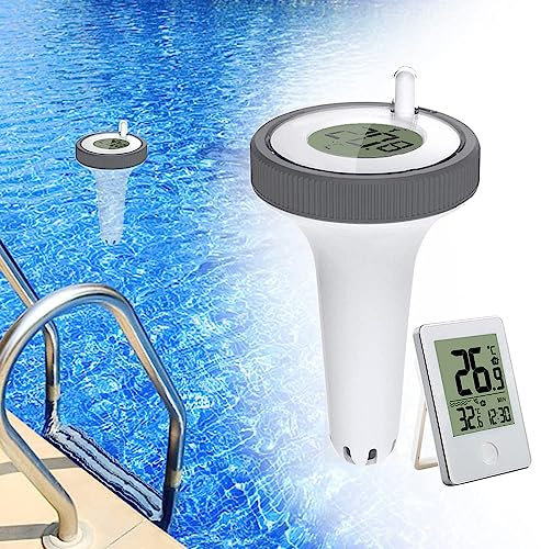 Longzhuo Termometro per interni ed esterni galleggianti senza fili,Piscina Termometro Galleggiante Calibro,Termometro digitale per piscina con schermo LCD per piscina coperta all'aperto