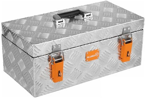 Alubox Werkzeugkiste 1,5mm Stärke - XL Werkzeugtruhe mit Einsatz - 51 x 29 x 23,5 cm - 27 Liter - abschließbar