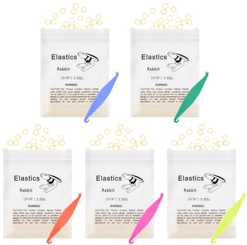 OFFCUP Elásticos Multiuso, 500pcs Dentales Elásticas, 16/3Pulgadas Bandas de Goma Multiusos con 5 Colocadores Elásticos Ortodónticos de Plástico, para Dientes Paréntesis, Dientes Separados