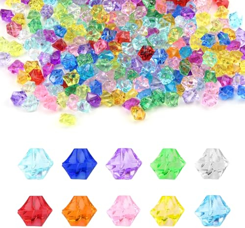 Xmart 550 Stück Acryl Diamanten Kinder Glitzersteine Klein Edelsteine für Kinder Dekosteine für Vase Uns Aquarium Bunte Edelsteine für Piraten Schatzsuche Party Kunsthandwerke