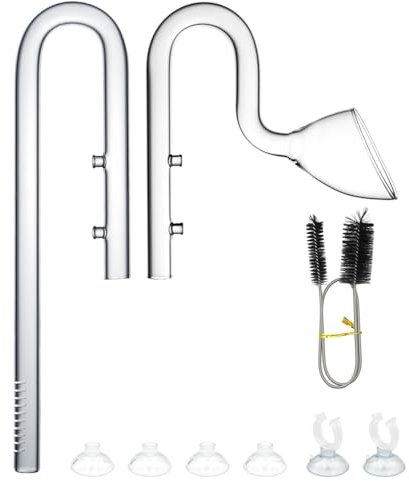 LINLAN 17mm Glass Lily Pipe, Inflow and Outflow, Fits 16/22mm (5/8 i.d.) Filter Hose for Aquarium Planted Tank