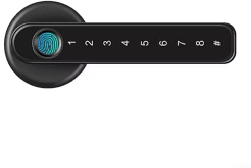 Feegow Serratura intelligente 3 in 1, maniglia per porta – chiave con password per impronte digitali, tastiera elettronica per impronte digitali, password per casa, hotel, ufficio (nero)