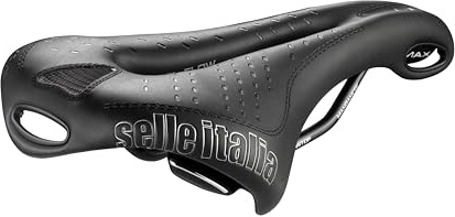 Selle Italia MAX FLITE Gel Flow Racing - Sillín Bicicleta Carretera y MTB, Agujero Anatómico, Máximo Confort, Cuadro Manganeso - Talla L3, Negro