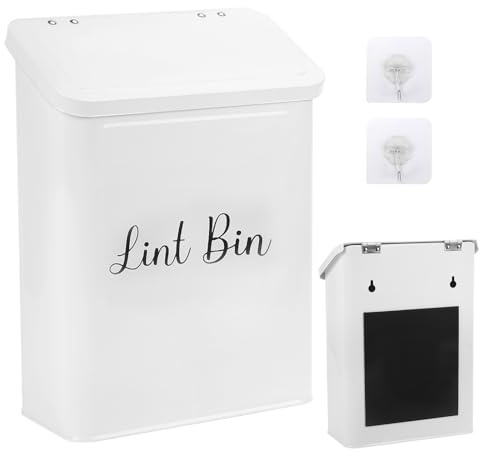 TOWEBOORY Contenedor Magnético para Pelusa para Lavandería, Soporte de Pared para Ahorrar Espacio Cubo de Basura de Metal con Tapa para Secadora para Decoración de Lavandería