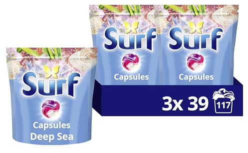 Surf 3 in 1 Deep Sea Laundry Washing Detergent Capsules joy-infused fragrance with essential oils lasting up to 12 hours in wear for brilliantly clean results 117 washes (3x 39)