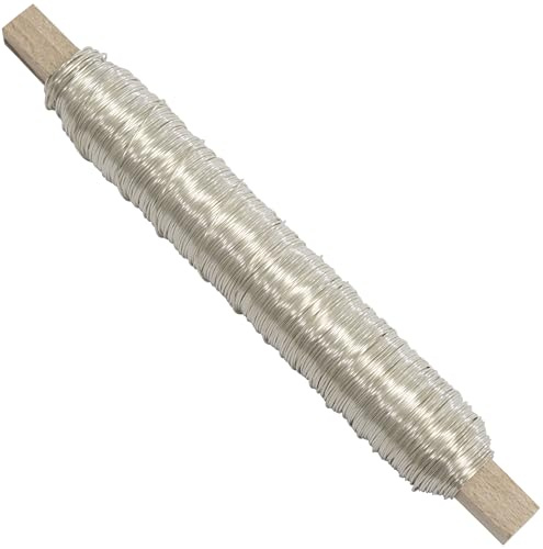 AERZETIX - Bobine fil de fer pour fleuristerie et bricolage 0.5 mm x 50 m - créations florales artisanat décoration loisir créatif - en métal - couleur argent