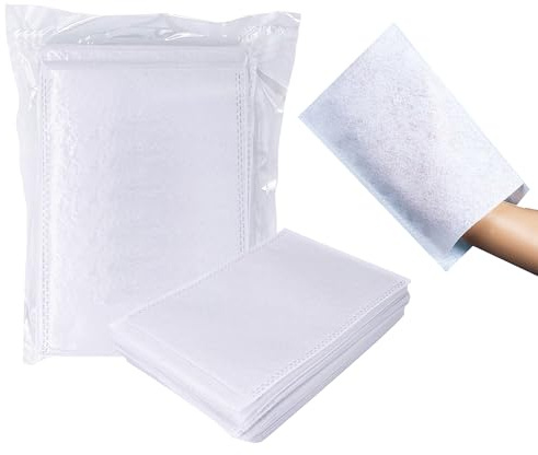 Lachendorf HansaGT Einweg Waschhandschuhe, [100 STÜCK] Einmalwaschlappen für Erwachsene & babys waschlappen，Wegwerf Waschlappen，Duschhandschuhe,Körperpflege & hygiene,150mm x 220mm (weiß)
