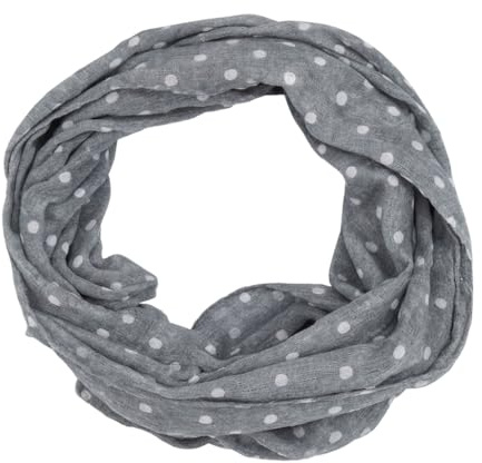 beybey Écharpe pour femme en 100 % coton – Écharpe ronde légère, douce et respirante – Plusieurs couleurs et motifs, Pois gris, ca. 150cm x 40cm