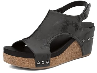 DREAM PAIRS Women's Platform Wedge Sandals, Comfortable Peep-Toe Cork Casual & Dressy Summer Lightweight Shoes For All Day Wear,Size 9,Black-Nubuck,DWUMWS2503