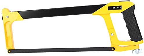 Baxnore Cadre de scie à métaux professionnel en alliage d'aluminium, scie à main à tube carré réglable avec poignée en caoutchouc pour le travail du bois et la coupe du métal KT250