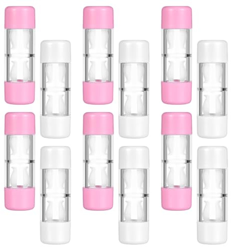 Ipetboom 12 Pièces Boîte de Rangement Étanche pour Lentilles de Contact Rgp Étui Rigide Portable Rose et Blanc Protection Compacte et Facile à Nettoyer pour Lentilles Rigides Gas Permeable