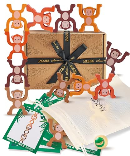 Jaques of London Monkey Stacking Game | Animal Stacking Toys for 1 2 3 Year Old Boys and Girls | Wooden Toddler Toy | Since 1975