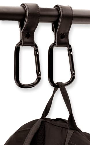 Brute Strength - Multifunktionshaken - Schwarz 2X - Kinderwagen Haken für Wickeltaschen - Klettverschluss - Kinderwagenhaken Taschenhaken, Anhänger für Kinderwagen, Karabinerhaken für Handtaschen