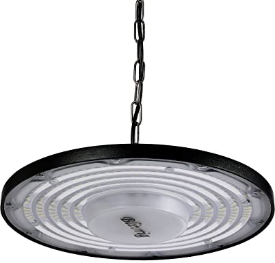 Blivrig 200W LED UFO Hängeleuchten Industrielampe 6500K Kaltweiss mit Metallkette, 20000LM Hallenstrahler 230V IP65 Wasserdicht, 288 LED Pendelleuchten für Fabriken, Restaurant, Fußballplatz