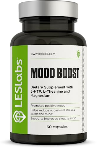 LES Labs Mood Boost – Stress Relief, Mood Support, Deep Relaxation & Better Sleep – 5-HTP, Ashwagandha, Rhodiola Rosea, Magnesium, L-Theanine & GABA – Non-GMO Supplement – 60 Capsules