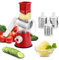 Trintion Rotary Vegetable Shredder 3 in 1 Rotary Cheese Grater Round Vegetable Mandoline Blades Handheld Fruit Vegetable Slicer Shredder for Fruit Nut and Vegetable Grate (Red)