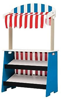 Playtive Holz 2in1 Kaufmannsladen und Theater zu gleich Puppen Theater Marktstand mit Markise für Kinder