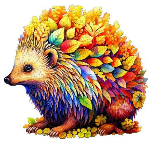 Blumuze Holzpuzzle Erwachsene 300 Stück, Igel Holz Puzzle,Holzpuzzle Einzigartige Tierform Puzzleteile, Puzzle Holz Erwachsene 14+ mit Geschenkbox aus Holz (L-34 * 31.4cm)