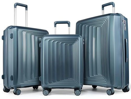 TAN.TOMI Kofferset 3 Teilig Hartschale, Handgepäck Koffer Set, Hartschalenkoffer Reisekoffer mit 4 Rollen Leicht Trolley Rollkoffer PP Material Suitcase mit 3-Stelliges Passwortsperre