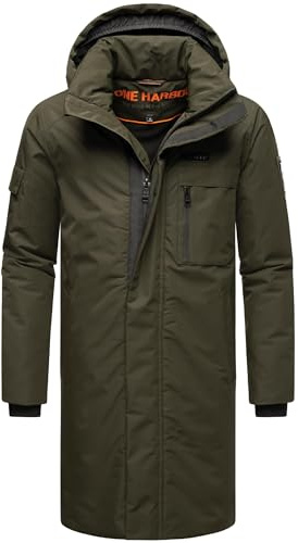 STONE HARBOUR Varm vinterkappa för män lång med avtagbar huva och magnetisk täcklist Xandroo XX S-3XL, OLIV, 3XL