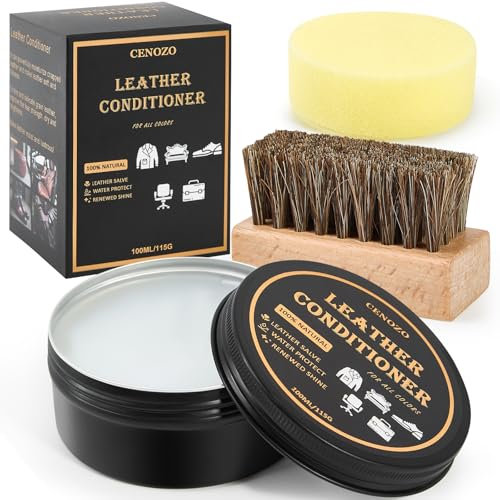 Lederpflege mit Rosshaarbürste,Farblos,100ml Lederpolitur Premium Wasserdichte Formel zum Erweichen und Glänzen für Lederpflege Ledercouch,Lederschuhe Pflege,Kunstleder,Sattelseife für jede Farbe