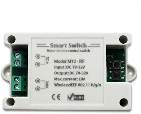 MHCOZY WiFi smart strömbrytare, DC 7–32 V, 10 A, framåt-backkontroll för linjär drift, eWeLink App-kompatibel, Alexa integration